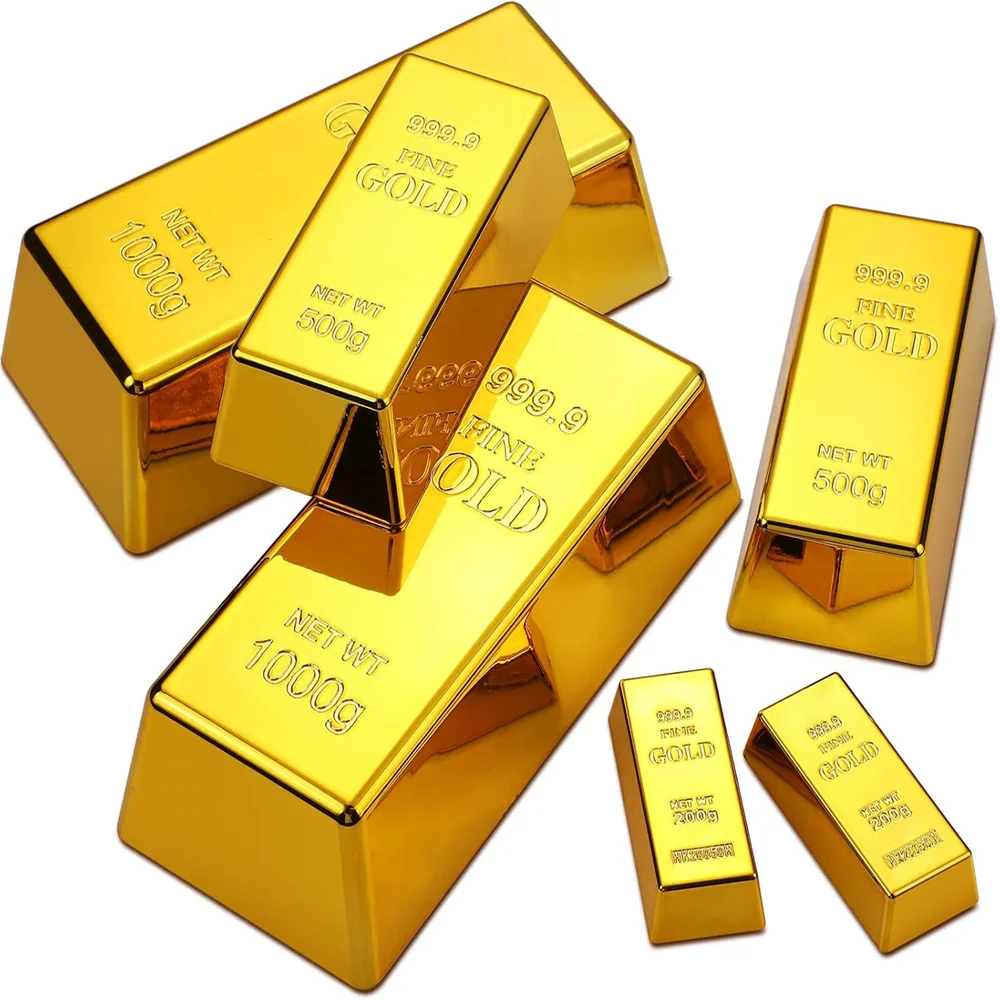 Fake Gold Bar Replica Golden Bullion Glittering Brick Decorative Movie Prop for Stage Decoration Halloween Pirate Party Supplies