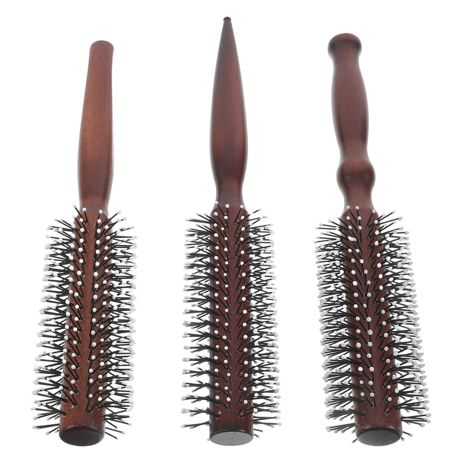 

3Pcs Round Hair Brush Set Wooden Handle Nylon Bristle Hairbrush for Women Volumizing Blow Drying Detangling Smoothing Curly Hair
