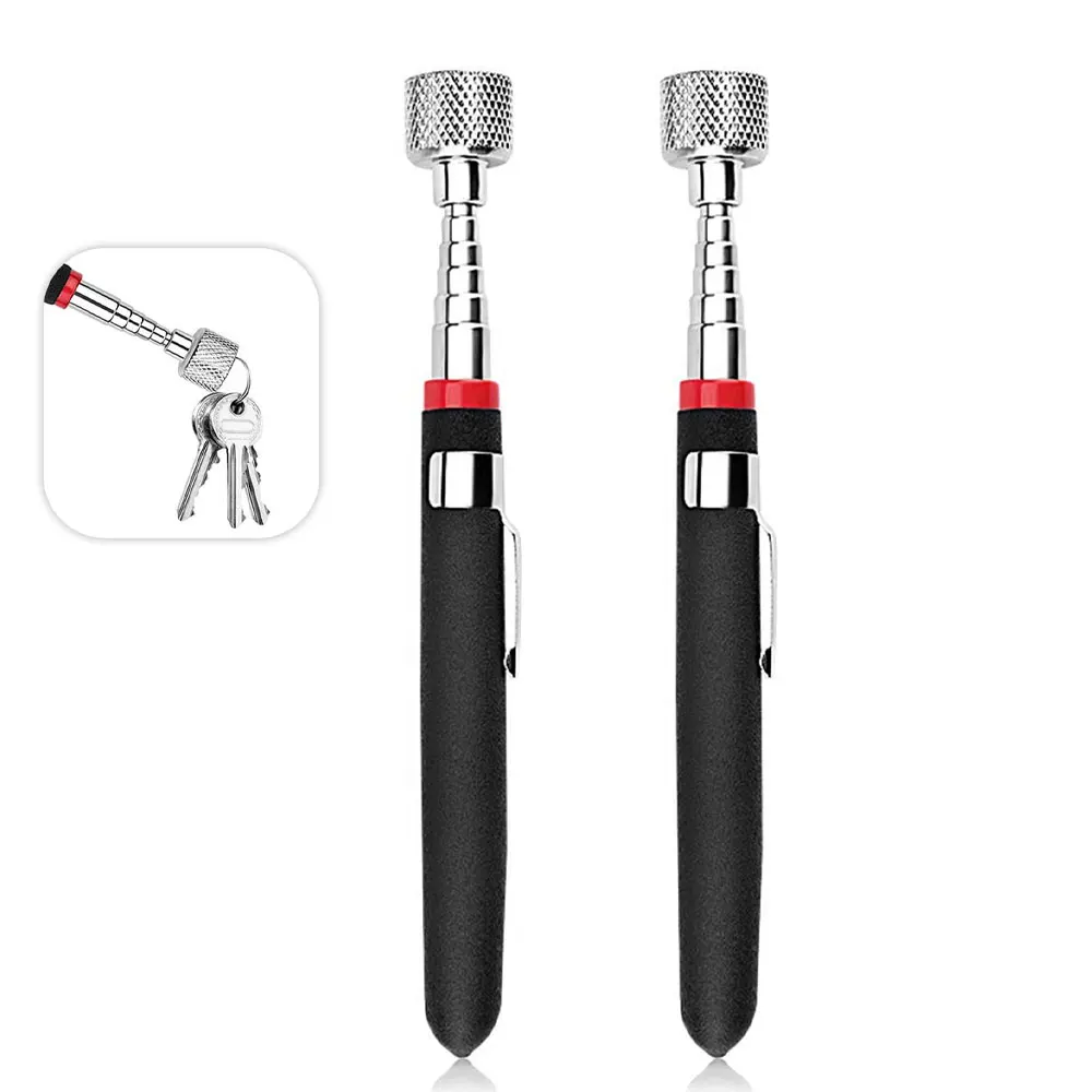 2Pcs Telescoping Magnetic Pickup Tool Set, 15 lb Magnetic Wand with Non-Slip Handle and Pocket Clip for Auto Repair Garage