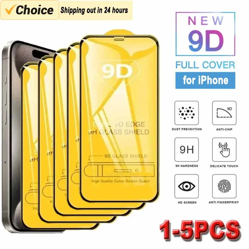 

1-5pcs 9D Screen Protectors for IPhone 15 14 13 12 PRO MAX HD Clear Tempered Glass for IPhone XS 7 8 Plus Easy Installation Film