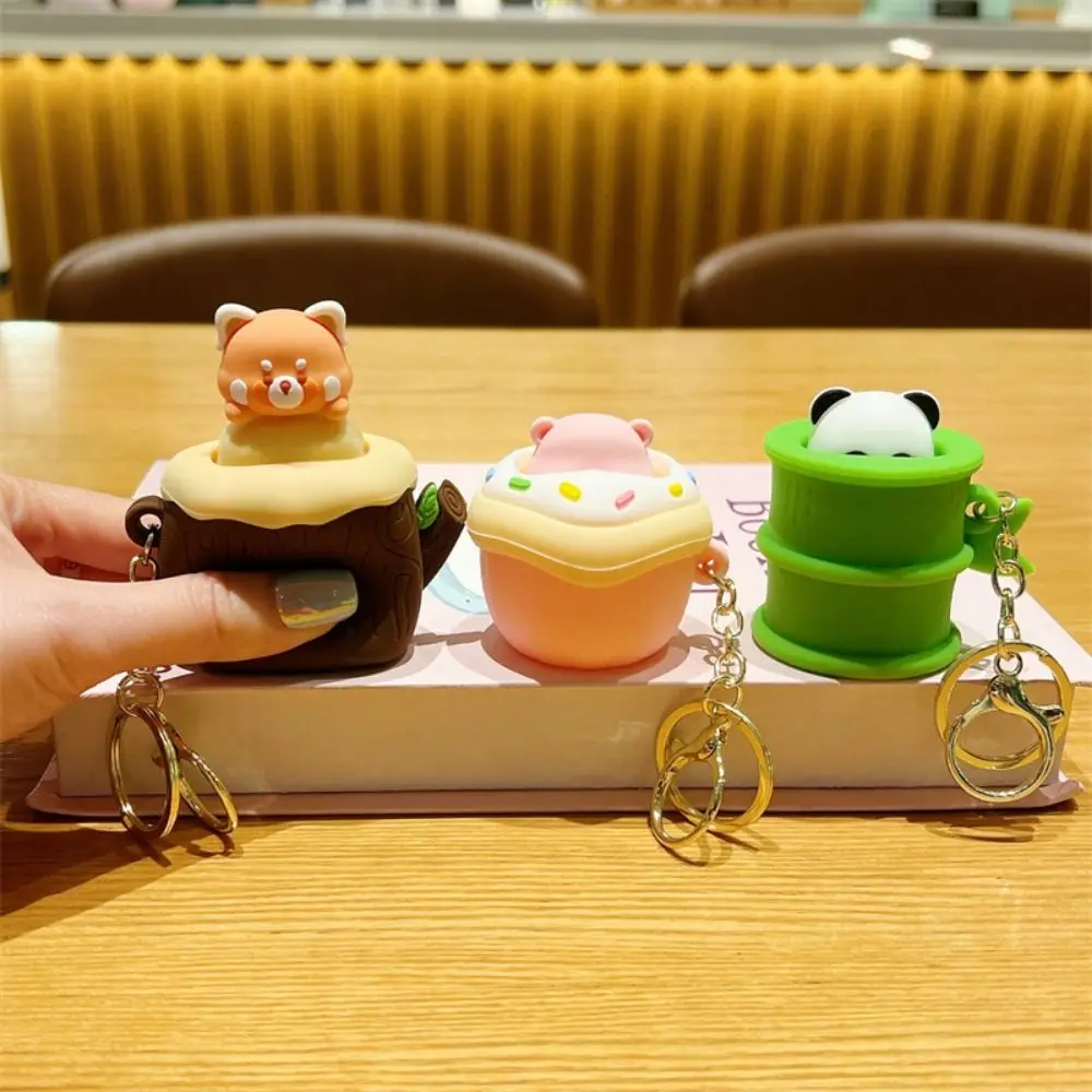 

Cute Cartoon Silicone Keychain Car Interior Decor Panda Little Bear Piggy Decompression Keychain Couple Bag Pendant Keyring