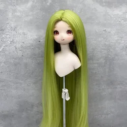 1 Pieces Green Curl/Stright Wig Doll Accessories High Temperature Silk 1/6 1/4 1/3 Doll's Wig for Bjd Girl Toys