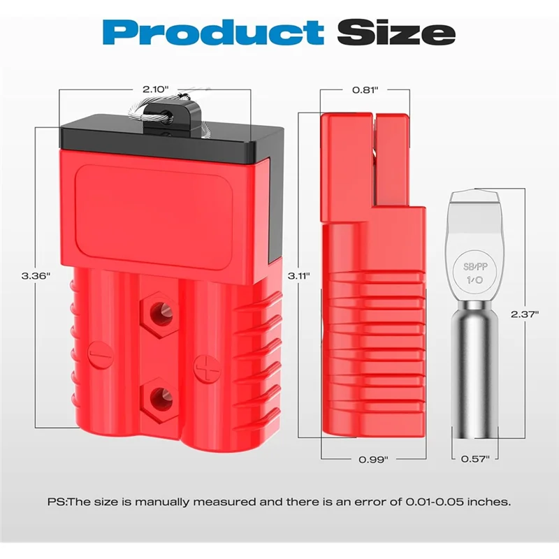 B08B-Anderson Connector,175AMP 1/0AWG Battery Connection With Hard Cover 12-36V Anderson Plug Winch Wiring Kit For Cable RV