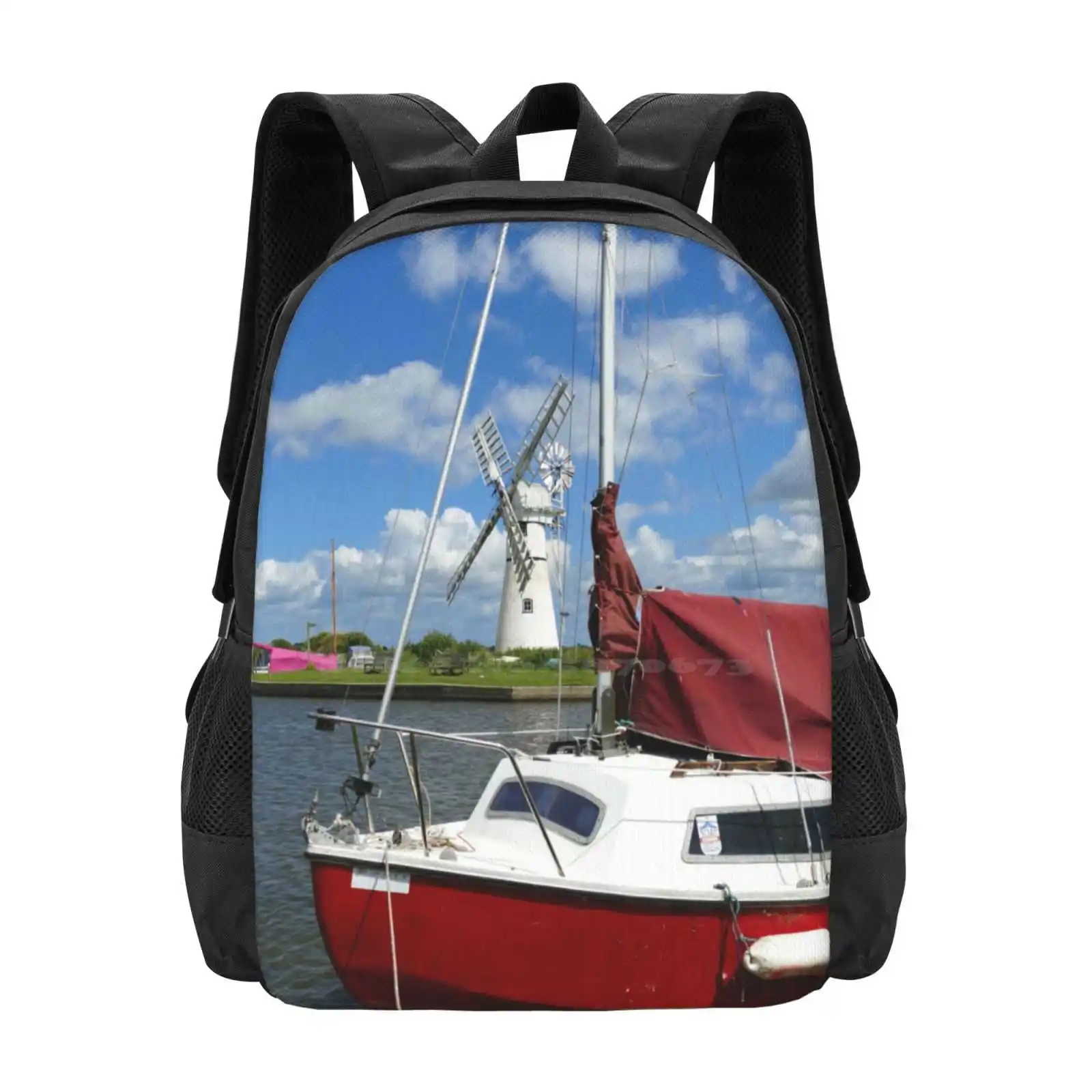 Thurne Mill, Norfolk Hot Sale Schoolbag Backpack Fashion Bags Thurne Mill Thurne Windmill England Uk Norfolk Broads East Anglia