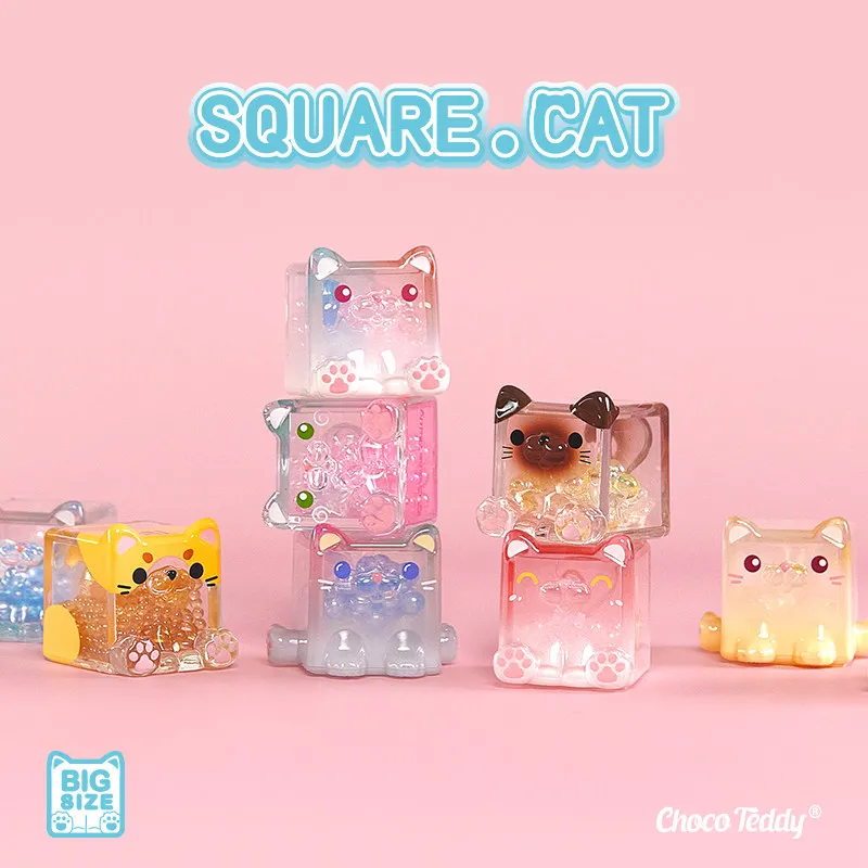 

Choco Teddy Square Cat Big Ice Cool Series Blind Box Multiple Styles Stack One Stack Cute Cat Toy Ornament Mystery Box Fun Gifts