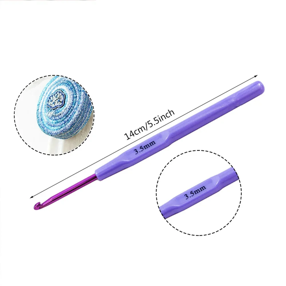 1PC 14cm Plastic Handle Aluminum Crochet Needle Crochet Hooks Knitting Needles Weaving Tools Hook Crochet Knit Tool 2mm-7mm