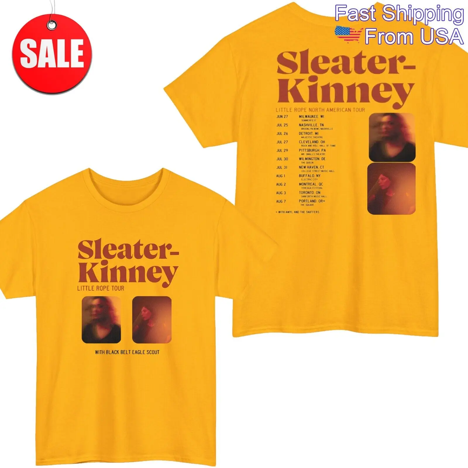 New Sleater-Kinney 2024 little rope tour Unisex All Size Shirt 1LU317