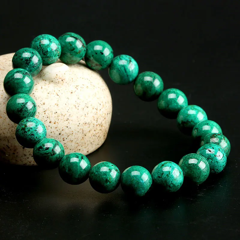 Natural Green Malachite Azurite Green Blue Bracelet Round Beads Green Azurite Bracelet Woman Men 8mm 9mm 10mm 12mm AAAAAA