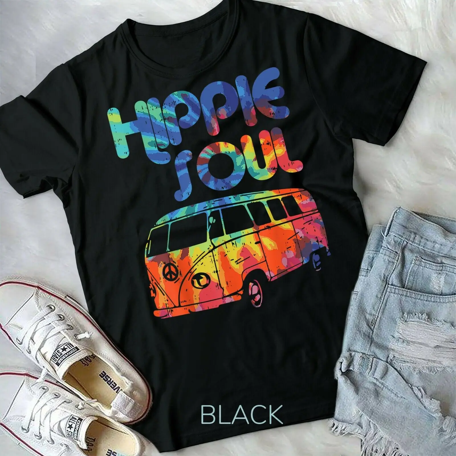 Hippie Soul Van Bus Vintage Retro Tie Dye Psychedelic Hippy Unisex Youth T-shirt