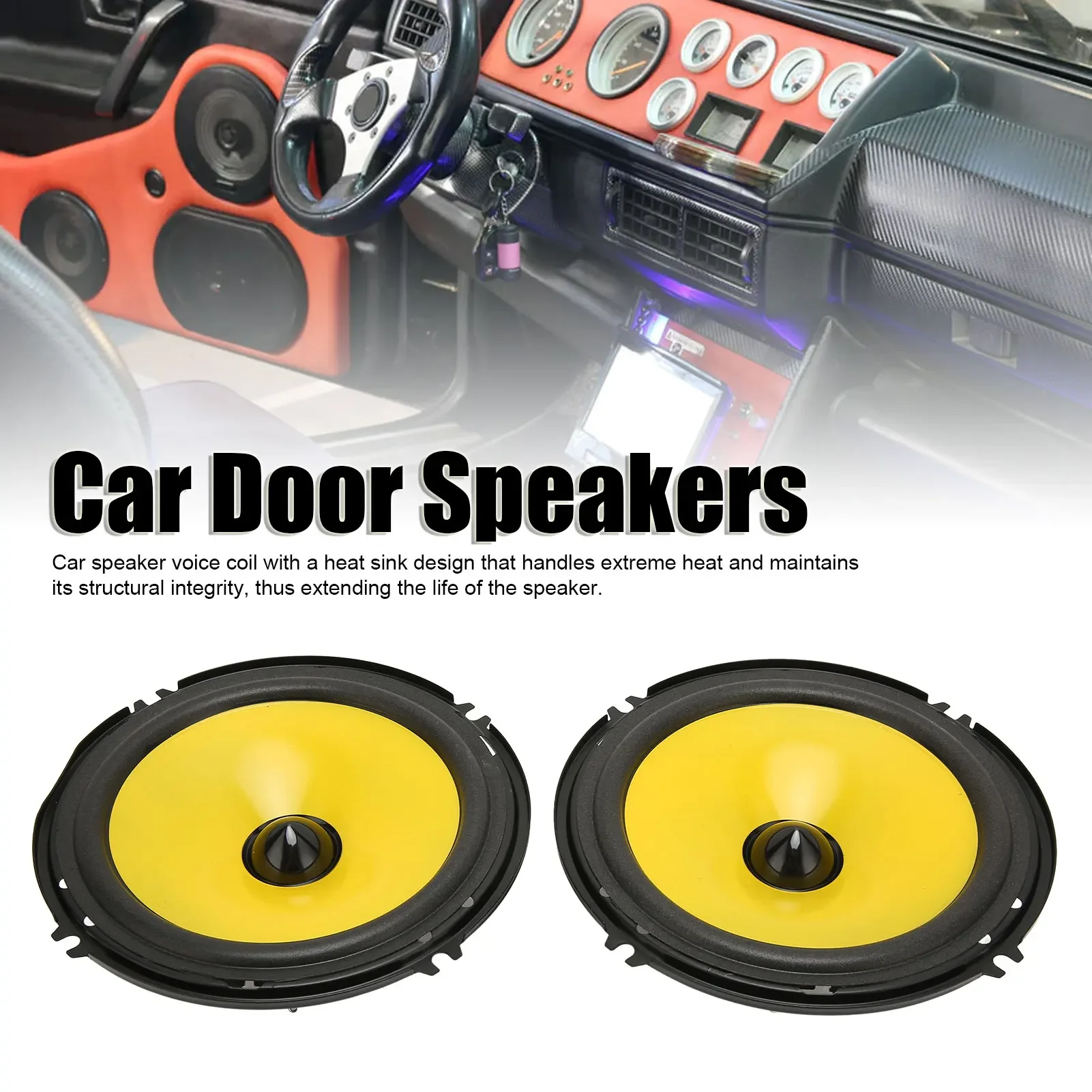 Car Door Speakers Treble Bass Stereo 600W Coaxial Speaker for Vehicle Truck 6 Inch 2pcs