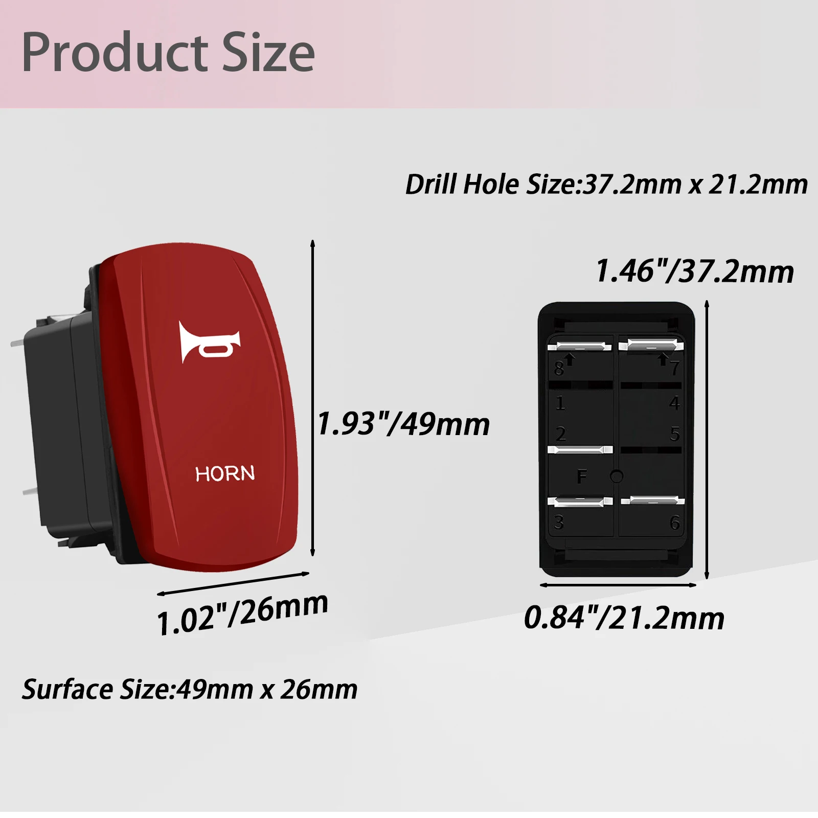 12V/24V Horn Rocker Switch Momentary ON-OFF Red Button Horn Toggle Switch for Polaris RZR Can-Am Boat ATV UTV Carling ARB Narva