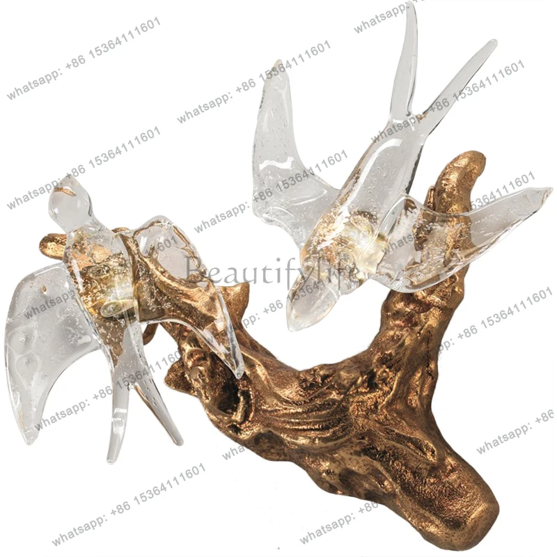 Italian style pure copper swallow bird living room corridor bedside stairs TV wall decoration