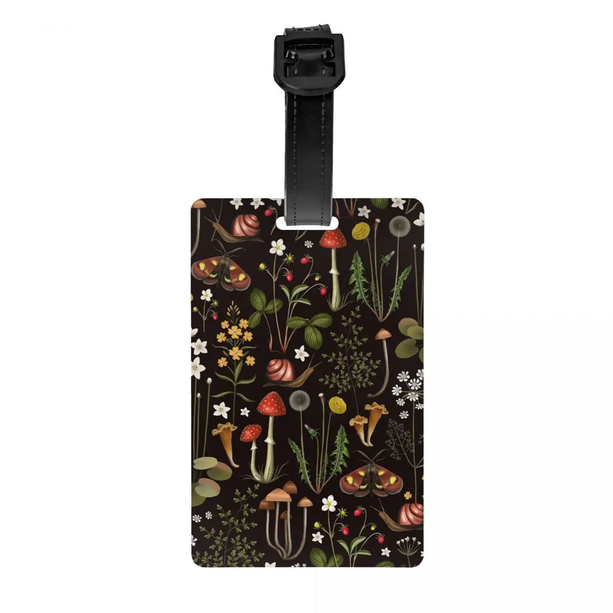 Custom Mushroom Forest Luggage Tag With Name Card Snails Butterfly Botanical Privacy Cover ID Label for Travel Bag Suitcase