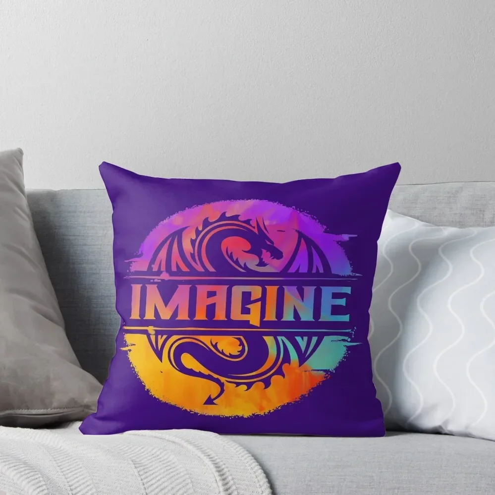 

IMAGINE Colorful Watercolour Graphic Dragon Throw Pillow Decorative Sofa Cushions Cushions Embroidered Cushion Cover pillow