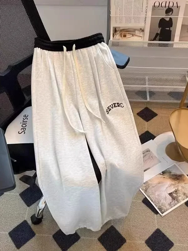 

plus Size Men's Straight Leg Sweatpants Color Blo Casual Hip Hop Loose Fit Pants High Waist Long Trousers Faionable Stree...