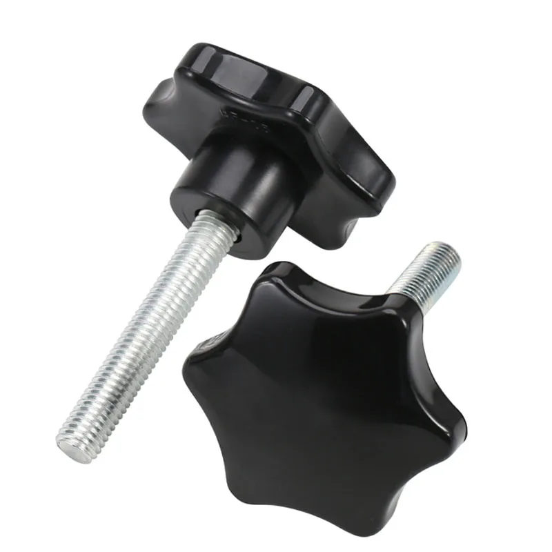 Hand Knob Screws M4 M5 M6 M8 M10 M12 Plastic Star Shape Head Carbon Steel Thread Clamping Thumb Handle Machine Bolts