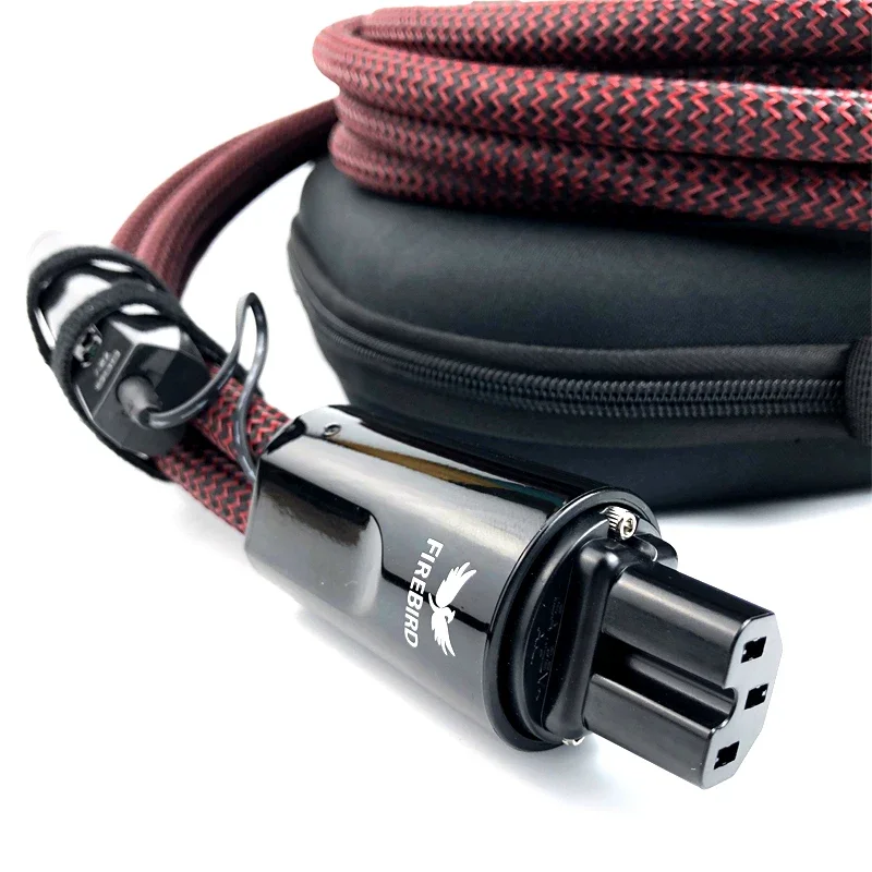 FireBird Power Cable EU / US Plug High Current Low-Z / Noise-Dissipation 3-Pole HiFi Audio AC Power Cord with 72V Battery
