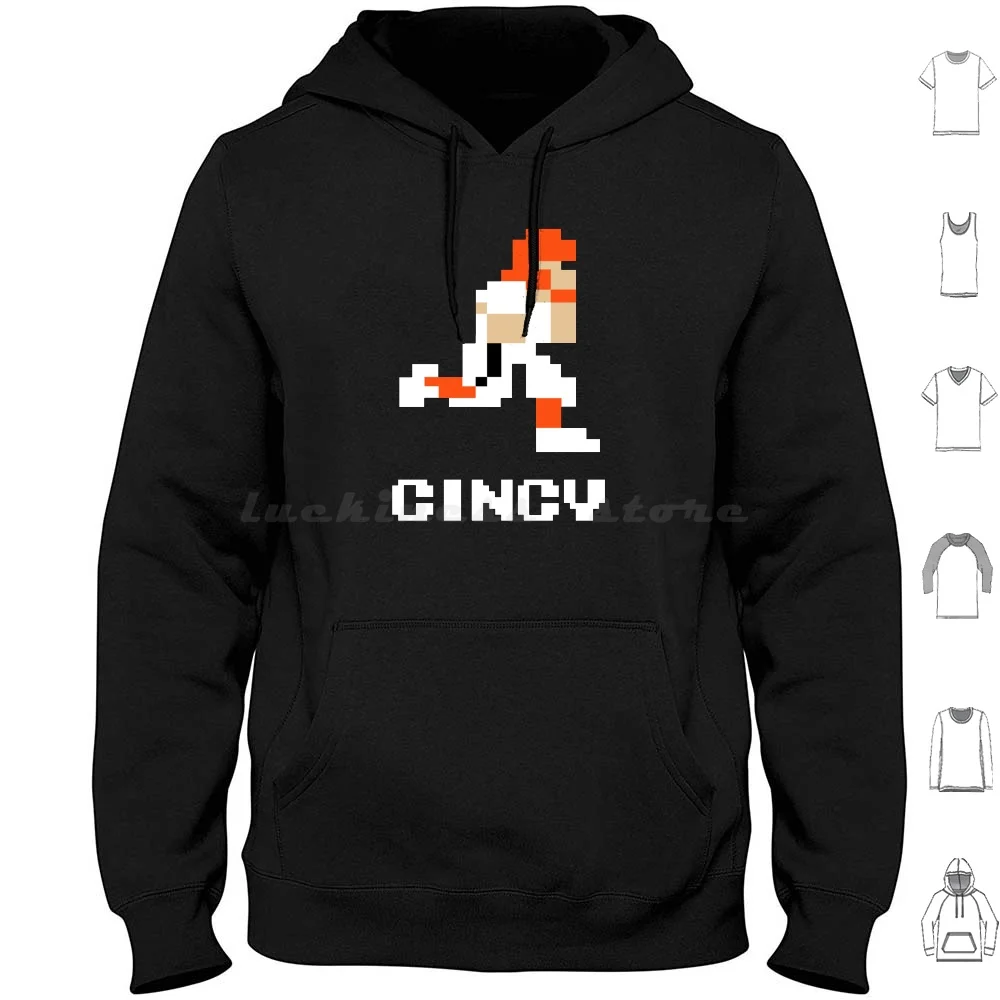 8 Bit Cincy Football 1 Hoodies Long Sleeve Cincy Bengals Cincinnati Ohio Who Dey Who Dey Bengals Aj Green Andy Dalton