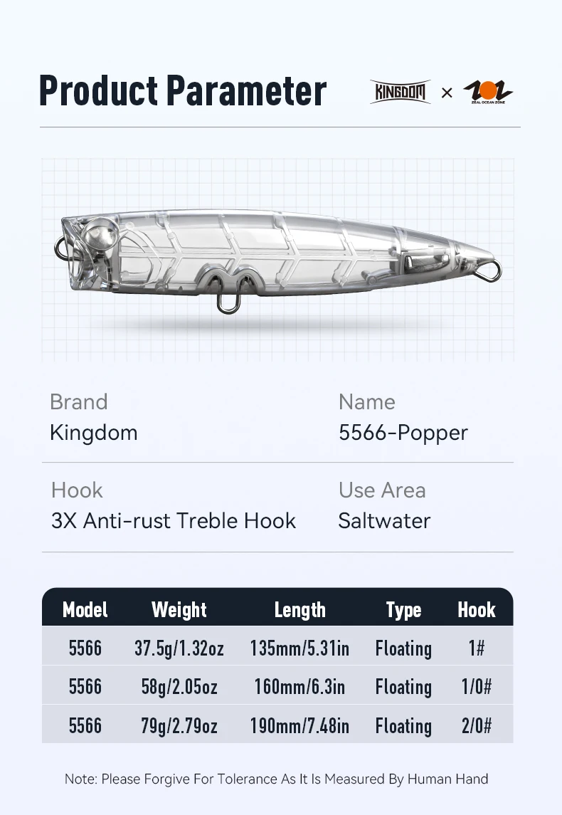 Kingdom Popper Angelköder 37,5 g 58 g 79 g Topwater Wobbler Salzwasser Kunstköder Trolling Popper Jerkbait zum Barschangeln – Detail 6