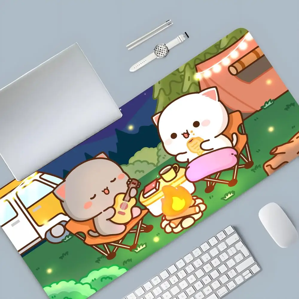 Peach And Goma Cat Mouse Pad Cartoon Lockedge Large Gaming Pad Computer Gamer Keyboard Mouse Mat Desk Mousepad for PC Desk Pad