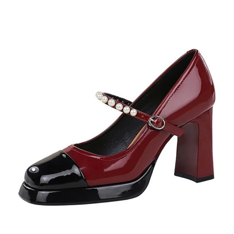 

2026 Fashion High Heel Pumps Women Party Shoes Modern Brand Ladies Heeled Shoes Platform Square Heels 9.5cm Leopard Black D757