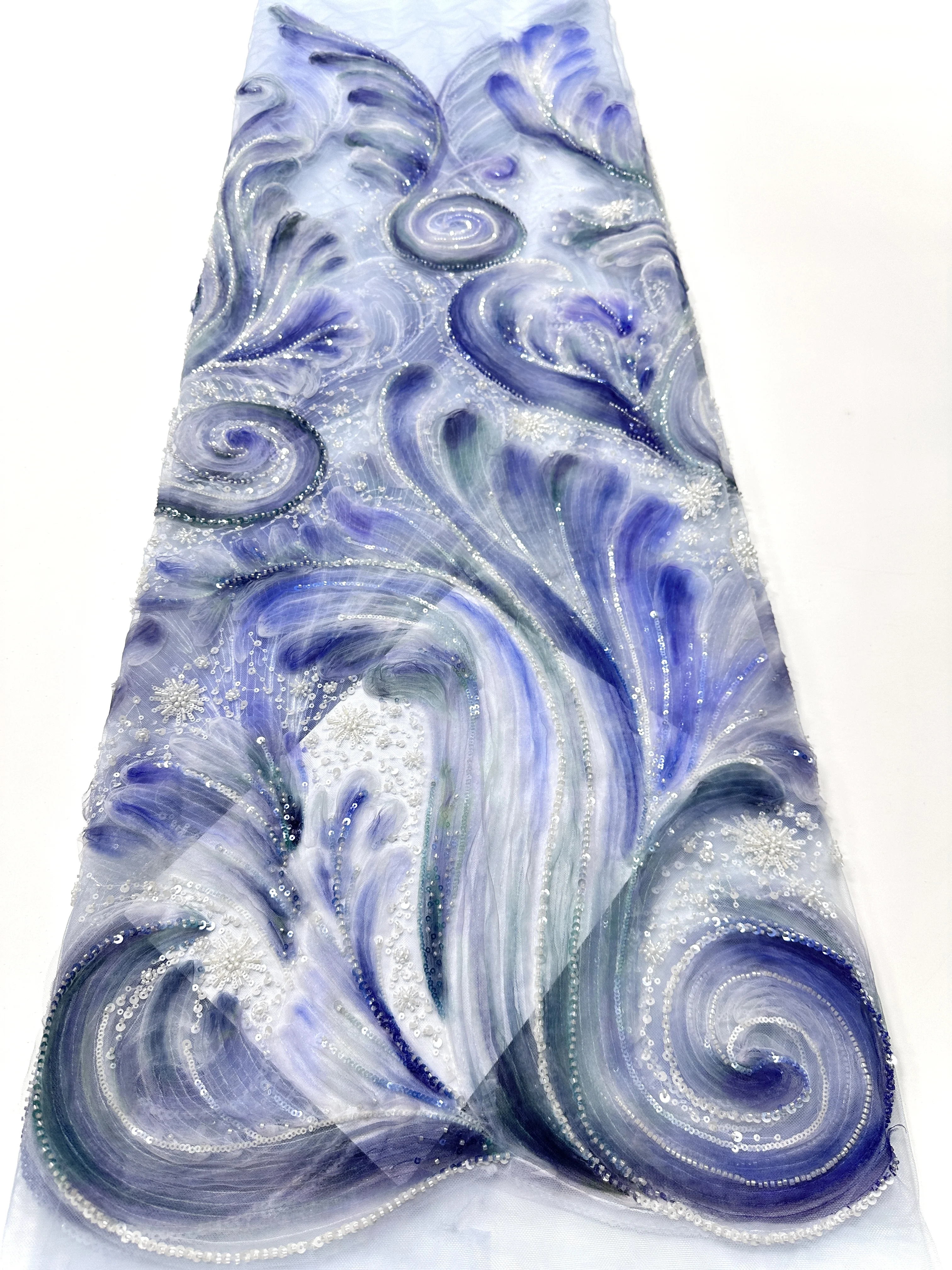 

African Mesh Lace Fabric Nigerian Beads Lace Fabric Sequin 2025 High Quality French Nigeria Lace Dresses for Women Party Wedding