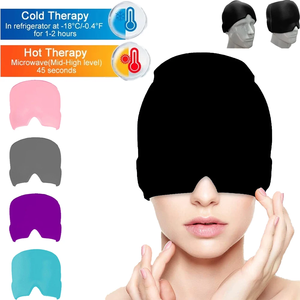 Gel Hot Cold Therapy Headache Migraine Relief Cap For Chemo,Sinus,Neck Wearable Therapy Wrap Stress Pressure Pain Relief Massage