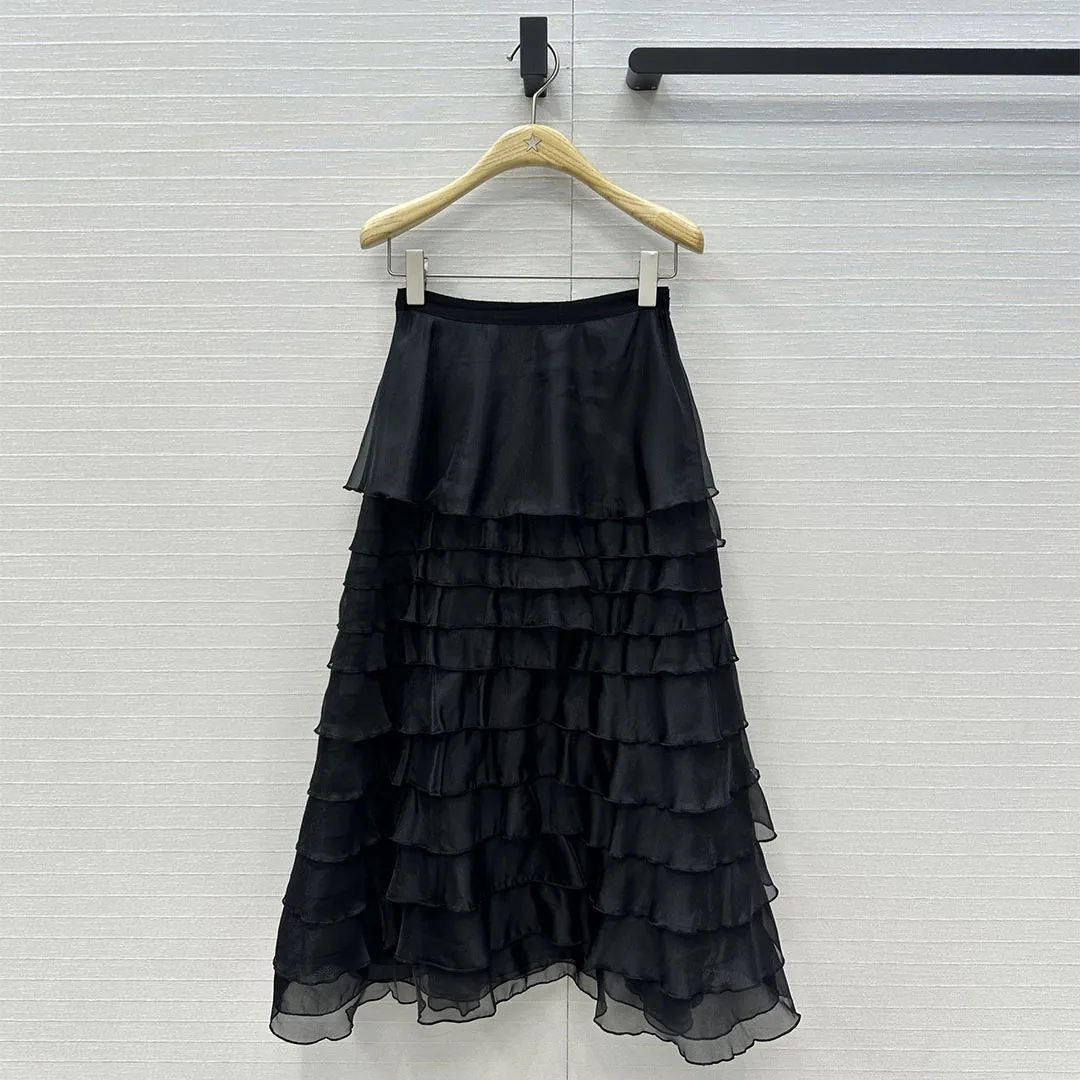 

Новая мода элегантные женские юбки-торты женские с высокой талией и оборками в стиле пэчворк прозрачная свободная милая весенне-летняя юбка