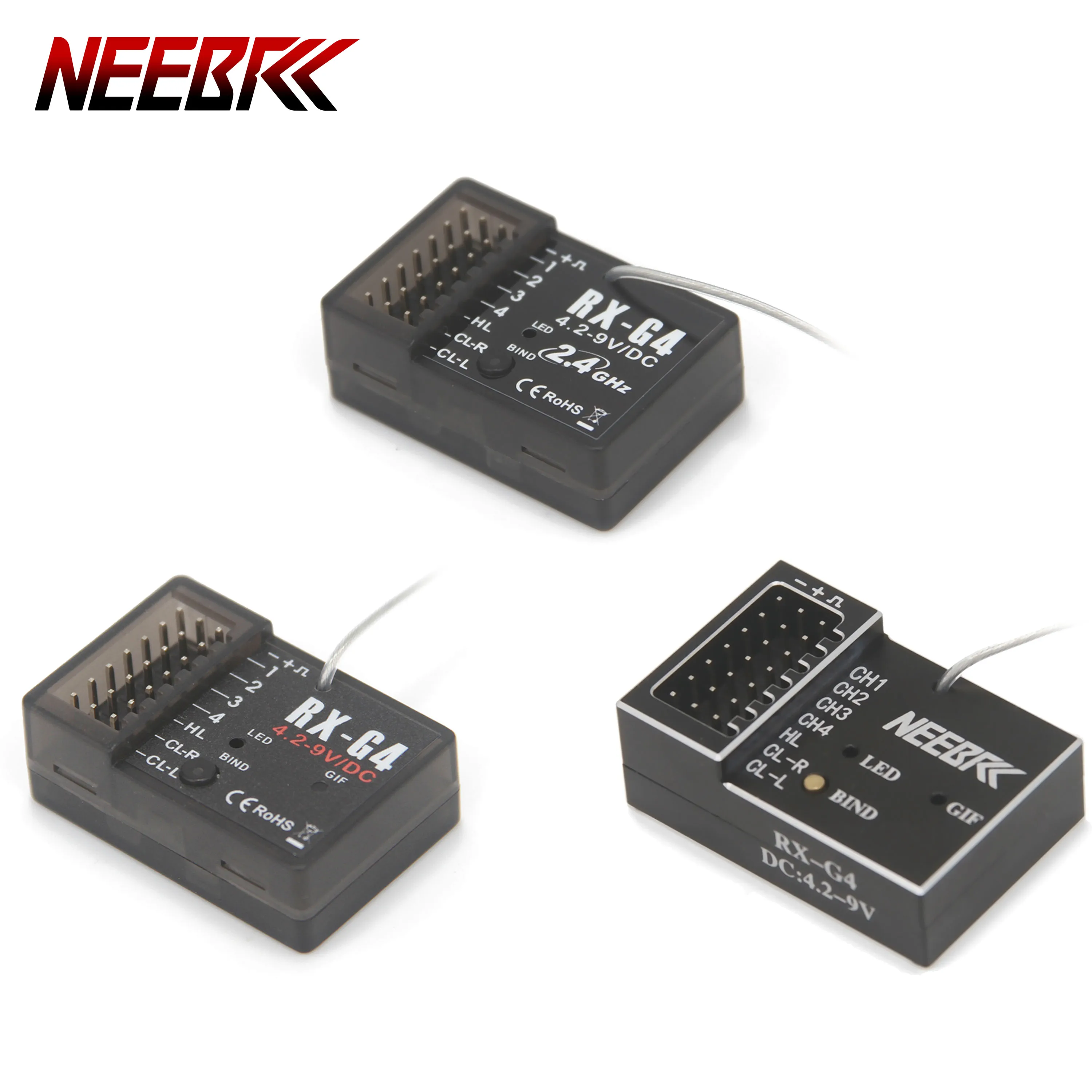 

NEEBRC 4CH 2.4G Receiver Light Control Digital Gyro Metal Radio System for RC Car Boat Toy Transmitter Remote Controller Part
