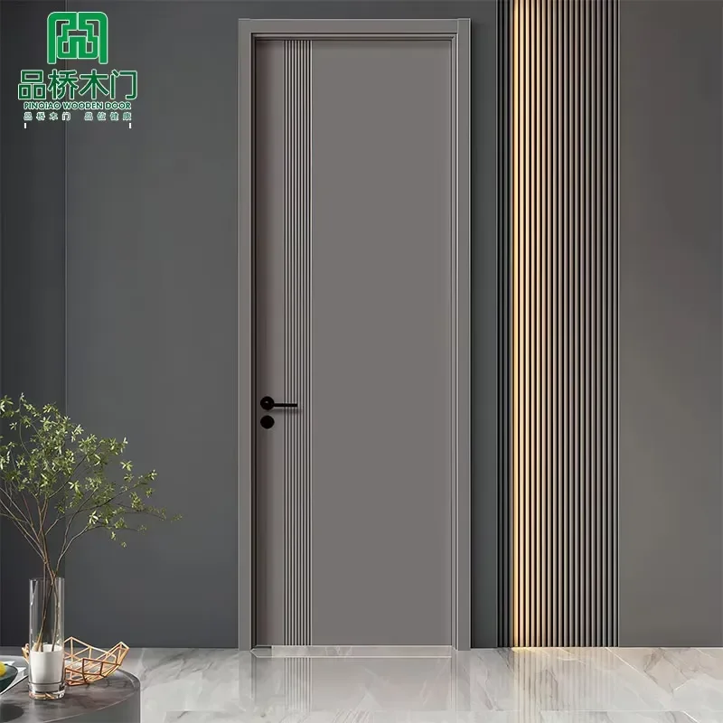 Modern Aluminum Wood Composite Interior Door Single Main Entrance Design for Residential Home Decoration High Quality Wooden