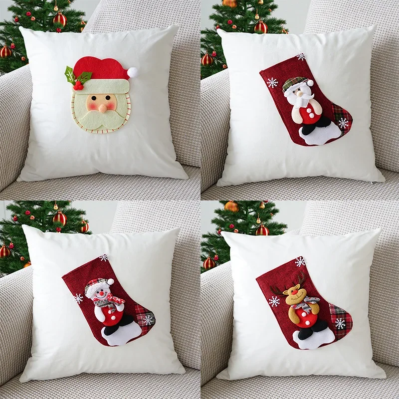 

45x45cm 2024 New Christmas Embroidery Cushion Cover Celebration Throw Pillow Covers Home Sofa Couch Home Decorative Pillowcases