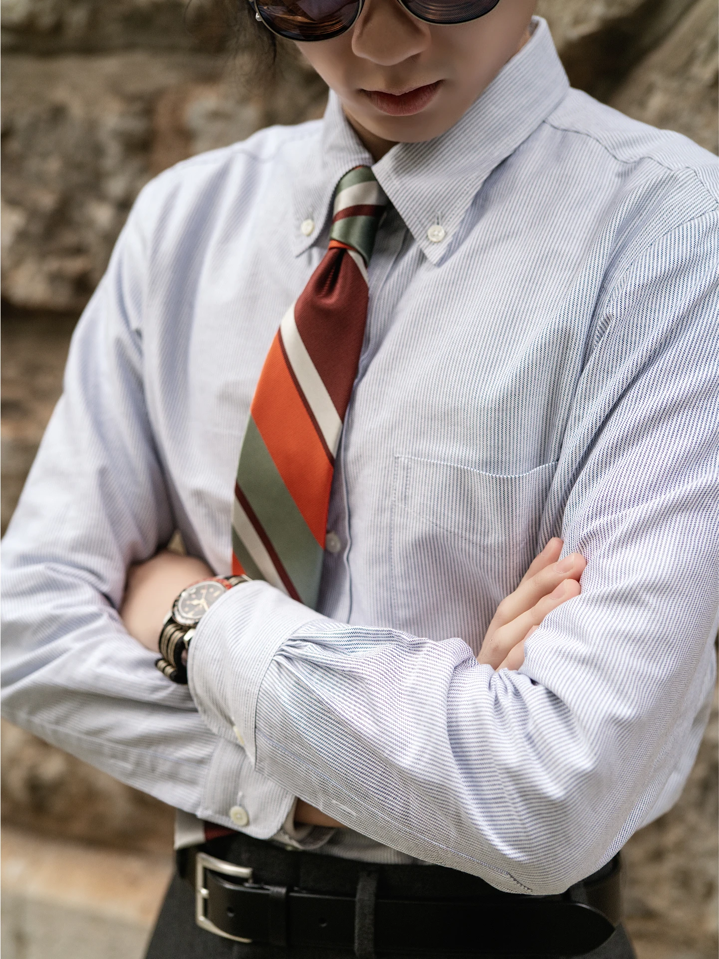 cravatta-a-righe-arcobaleno-in-stile-retro-ispirata-a-godfather-mike-corleone-modello-ivy-casual-lunga-in-tessuto-di-poliestere-larghezza-media