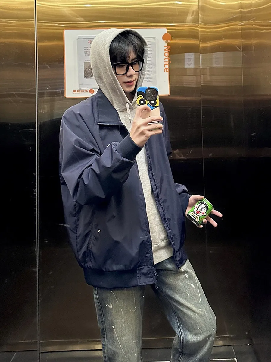 

Мужская куртка-пилот Cleanfit American High Street с воротником, королевский синий цвет, весенняя новинка, молодежная мода, полиэстер