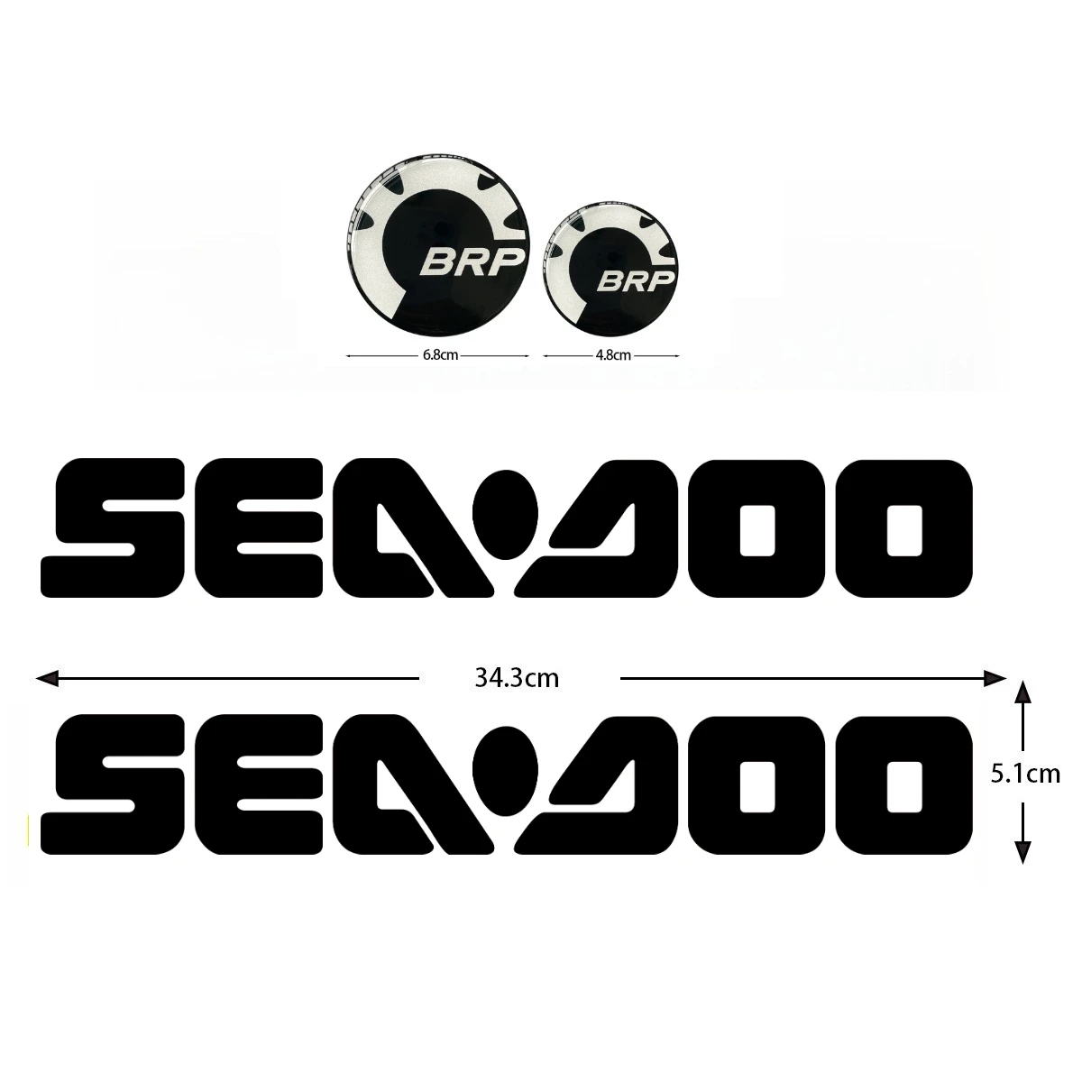 Jet-Ski-Aufkleber 68mm Epoxy-Emblem 48mm Abzeichen SEA-DOO Bootsaufkleber Vinyl-Dekal Zubehör RXP RXT GTI Spark GTX Für BRP SEADOO