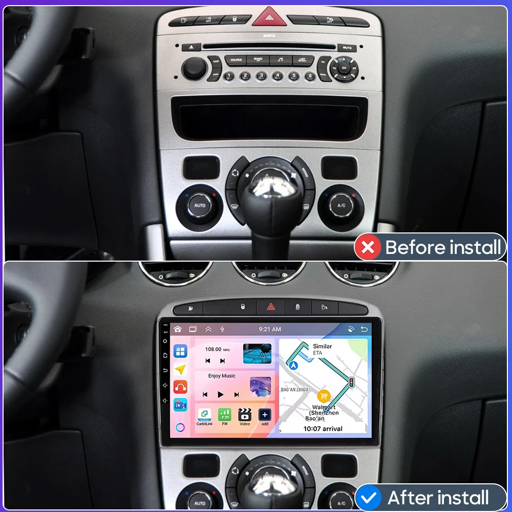 For Peugeot RCZ 308 SW 2007 - 2015 408 2012 - 2020 Android Car Multimedia Player Carplay Auto Radio Stereo Navigation GPS 2din