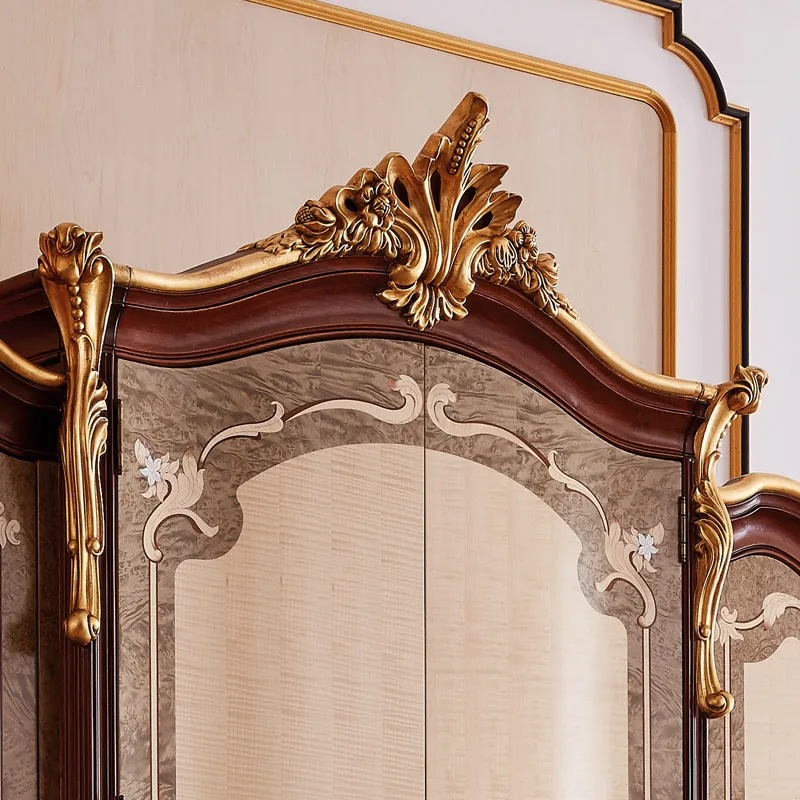 Solid wood wardrobe four-door large wardrobe bedroom storage wardrobe