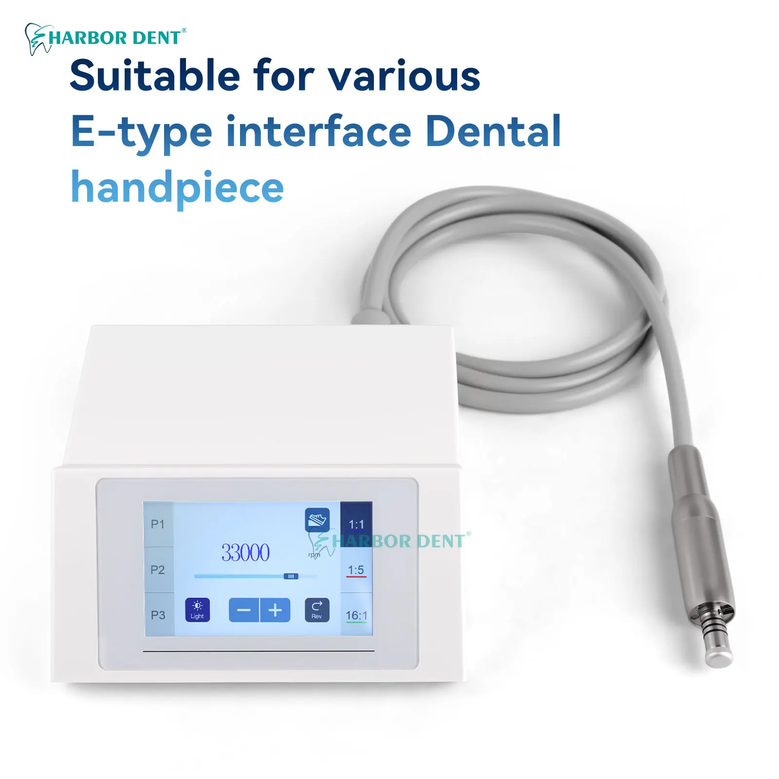

NEW Fiber Optic LED Brushless Dental Electric Motor System E-Type Connector Contra Angle Handpiece (16:1 1:1 1:5) Wide Speed