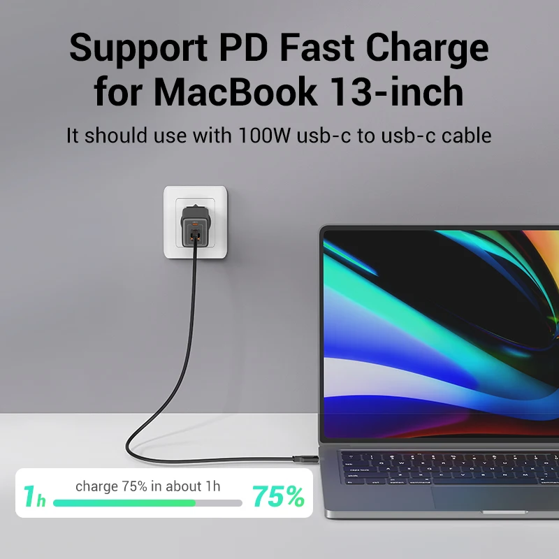 USAMS 65W GaN Charger Type C PD Fast Charger USB C Quick Charge 4.0 3.0 Phone Charger For MacBook iPad Pro iPhone Xiaomi Laptop