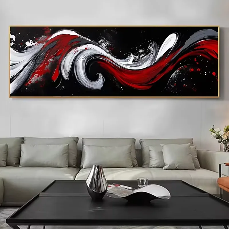 Large Size Abstract Red, Black, White Flowing DIY diamond painting New mosaic embroidery Jewelry cross stitch Home decoration