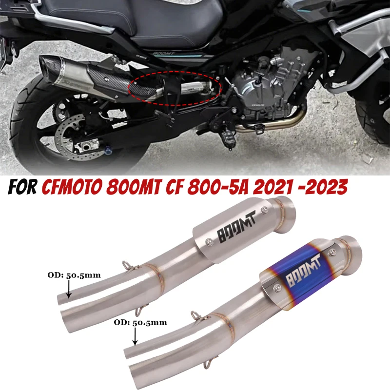 

For CFMOTO 800MT CF 800-5A MT800 2021 2022 2023 Motorcycle Exhaust Stainless Steel 51MM Middle Link Pipe Connecting Muffler