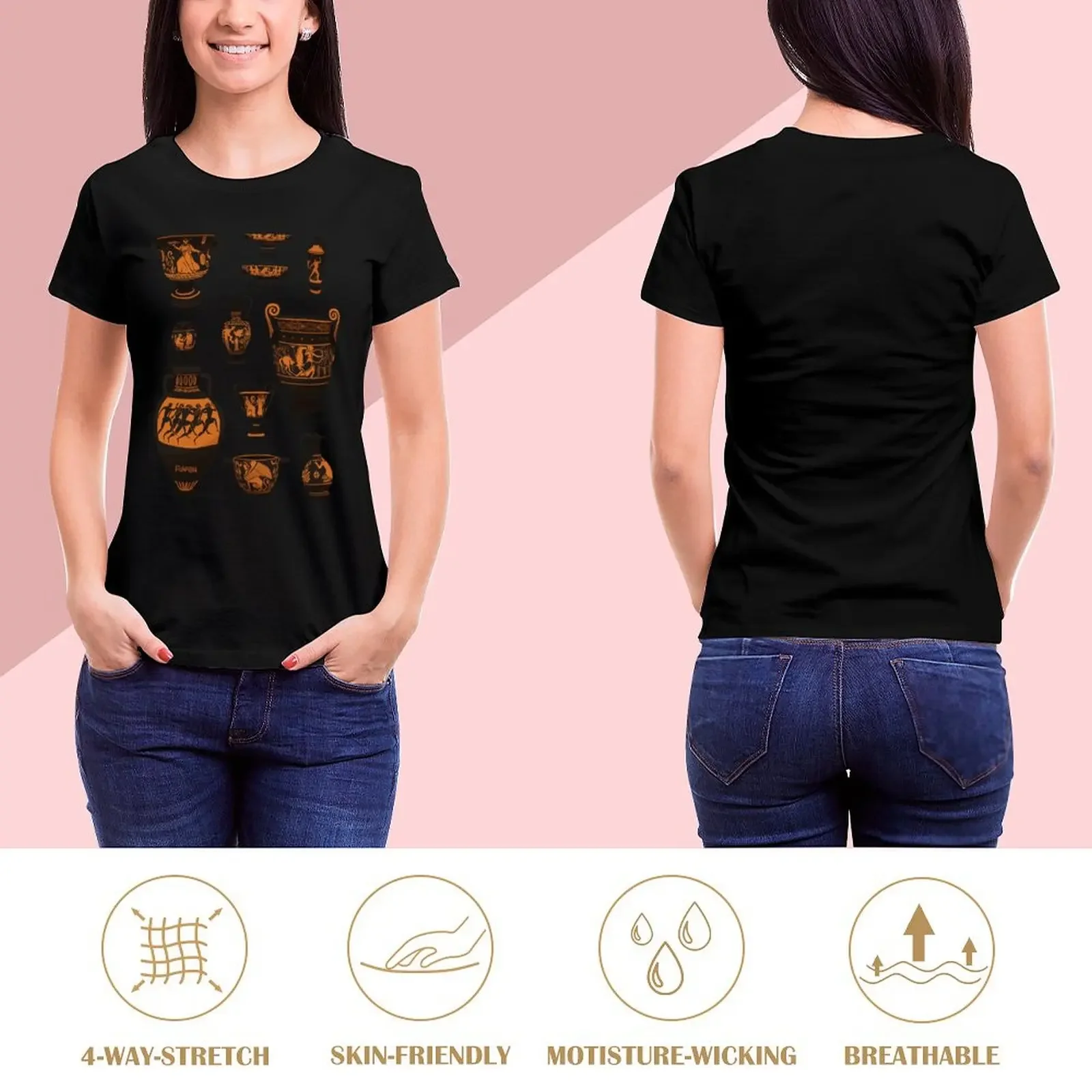 Ancient Greek Pottery T-Shirt Short sleeve tee customs lady clothes t-shirts for Women loose fit