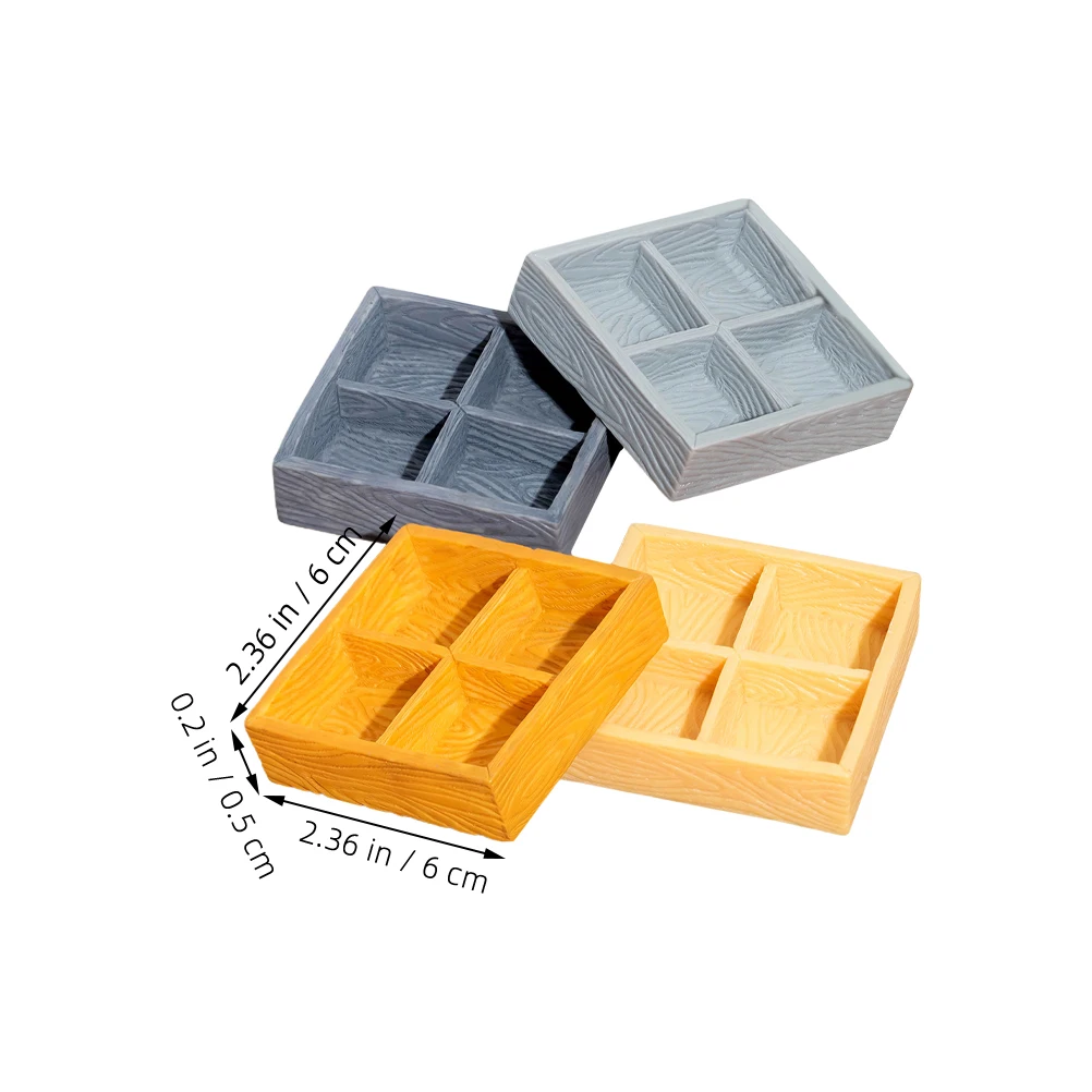 4-teilige Mini-Aufbewahrungsbox aus Kunstharz mit Microlandscape-Dekor und realistischem Vier-Gitter-Layout für die Präsentation kleiner Gegenstände, kreatives Puppenhaus