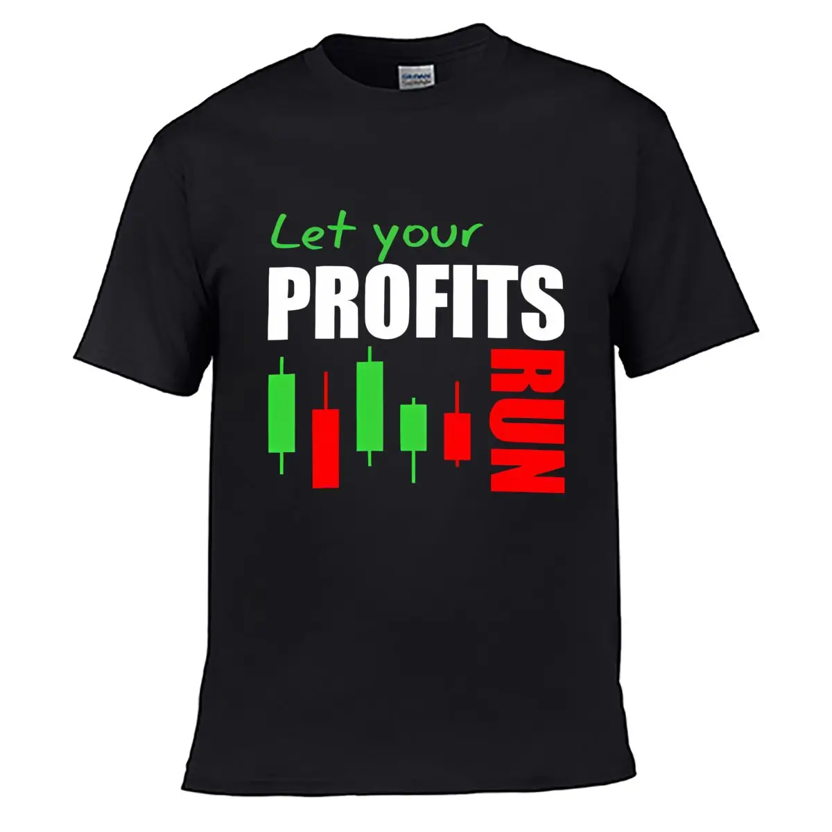 Let Your Profits Run Candlestick Men Summer Washed Tee Loose Distressed Top