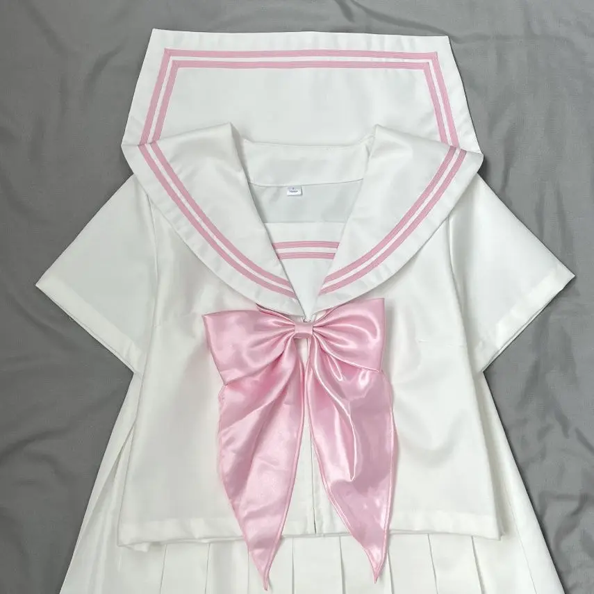 Süße rosa Matrosenuniform im koreanischen und japanischen Stil, langärmeliges und kurzärmeliges Oberteil, Schulstil-Set, süßes Rollenspiel-Cos