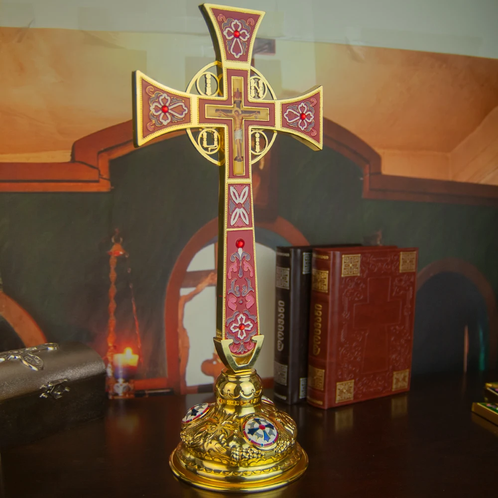 Orthodoxes Kreuz aus Zinklegierung, 7,5 Zoll, stehendes Jesus-Kreuz, religiöses Geschenk, Bibelzubehör, Kirchendekoration, Sammlerstück – Detail 8