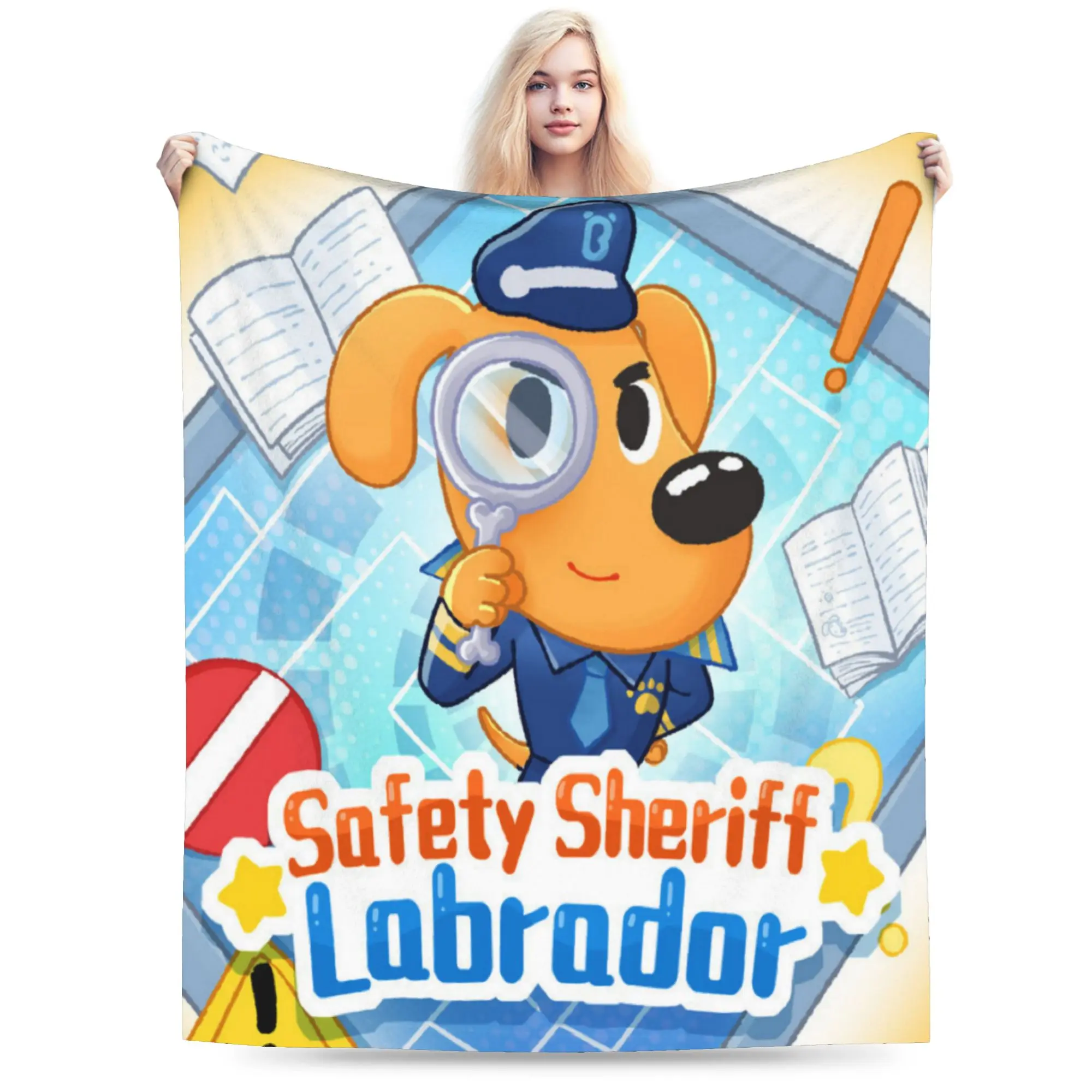 Cozy Safety Sheriff Labrador  Blanket Merch Room Decorative  Blanket Throw Lightweight Thin Flannel for Outdoor