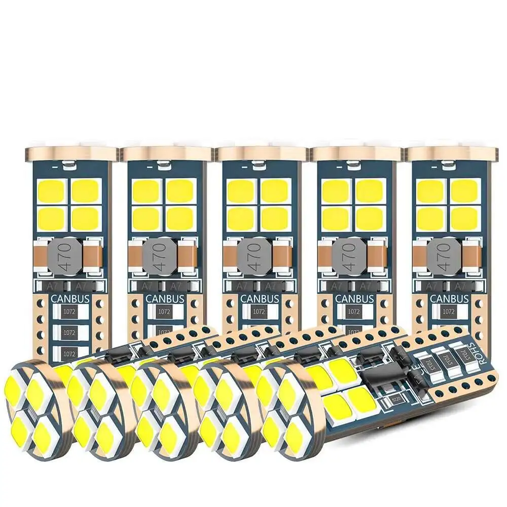 

10PCS 3030 Canbus W5W T10 LED Bulbs 12-SMD 12V/24V 6500K White 194 168 922 Car Interior Map Dome Lights Parking Auto Lamp 4W