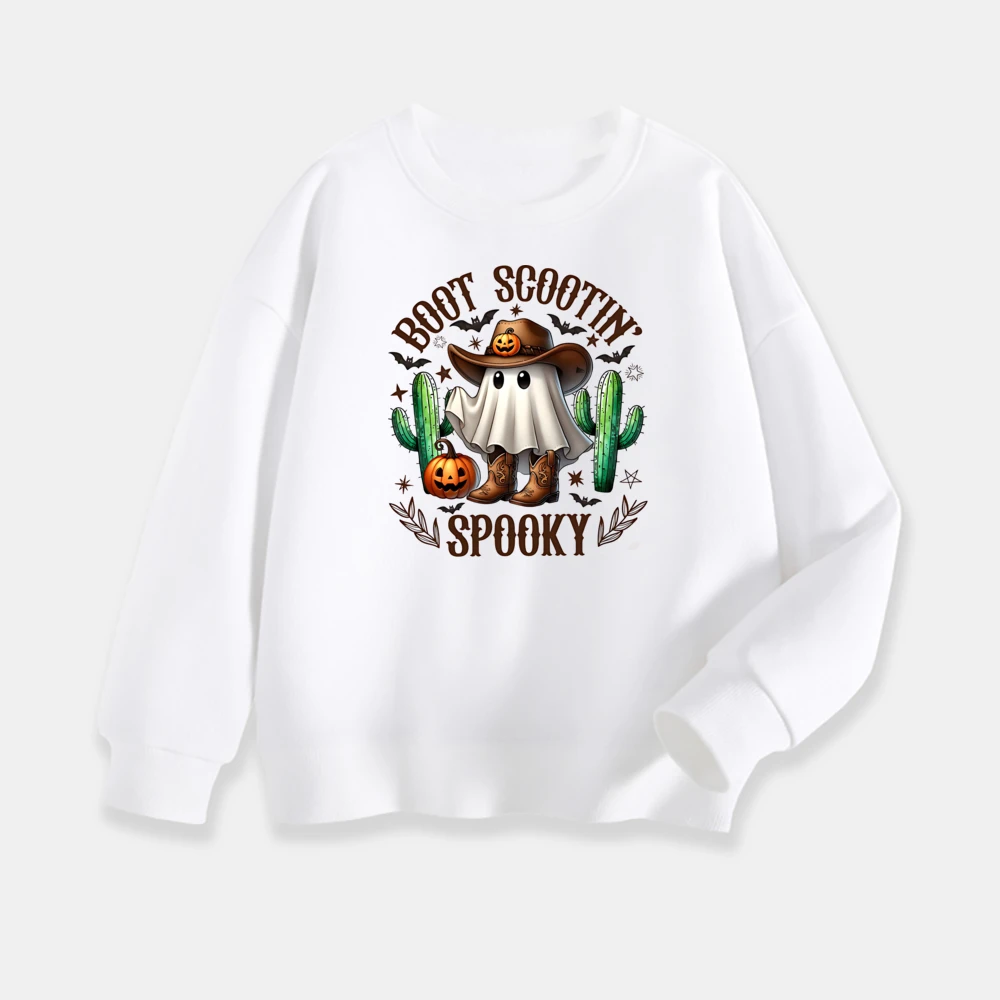 Halloween Sweatshirt Toddler Retro Ghost Halloween Sweatshirs Kids Spooky Season Shirts Toddler Crewneck Pullover Clothes