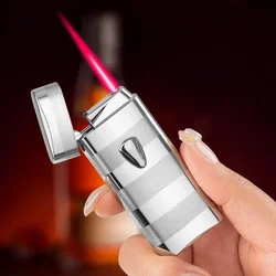 Hot Selling Outdoor Windproof Direct Punch Red Flame Turbo Torch Gas Lighter Induction Ignition Metal Lighter Gift for Men