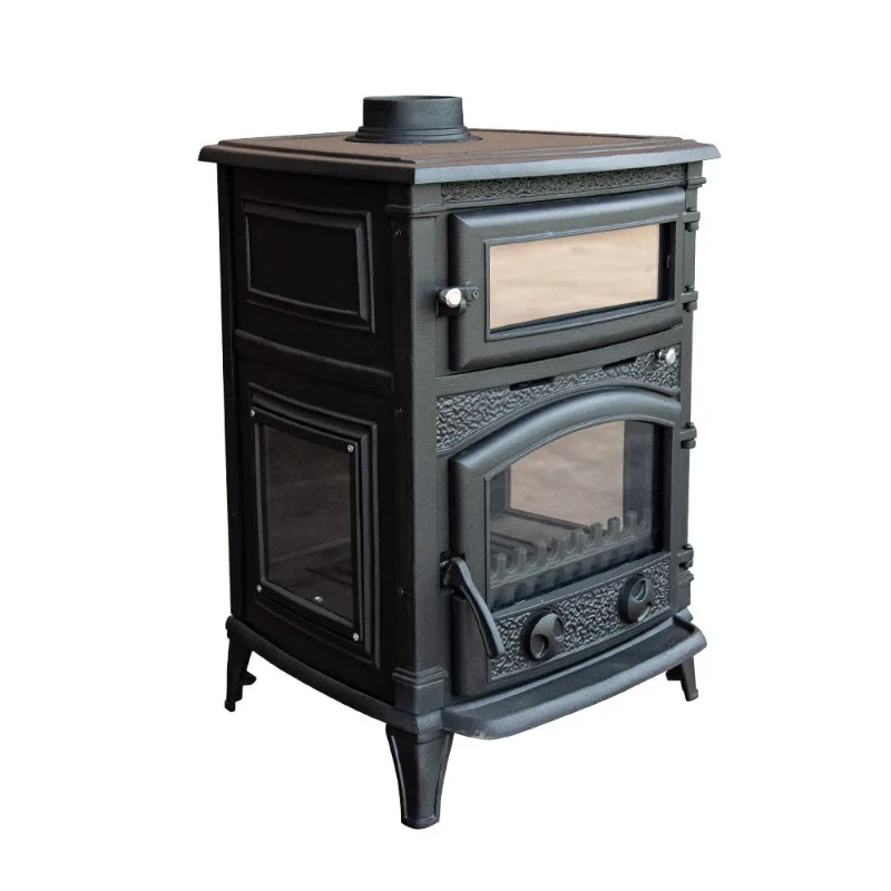 Fireplace indoor freestanding cast iron wall hanging stove burning wood real fire firewood home decoration heating